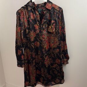 Lauren by Ralph Lauren Black and Red Paisley Shirt/Tunic Dress
